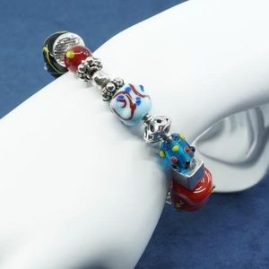 Silpada Art Glass Lampwork Bead Sterling Bracelet